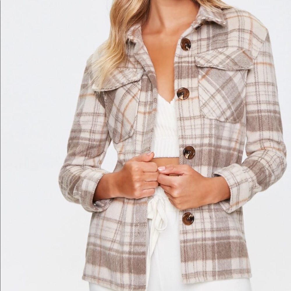 Woven plaid shacket. Brand new, never worn.